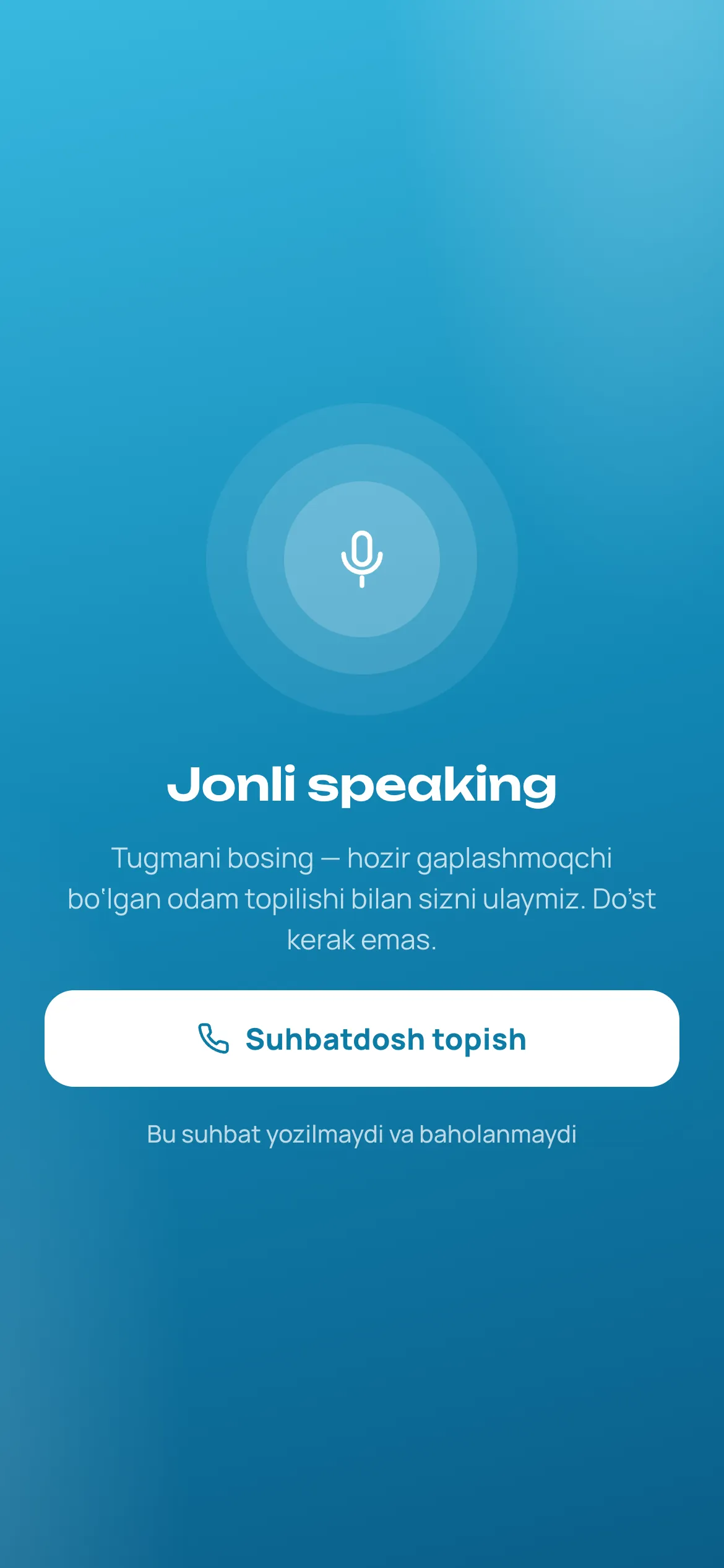 Jonli speaking: ingliz tilida gaplashish uchun tasodifiy suhbatdosh topish